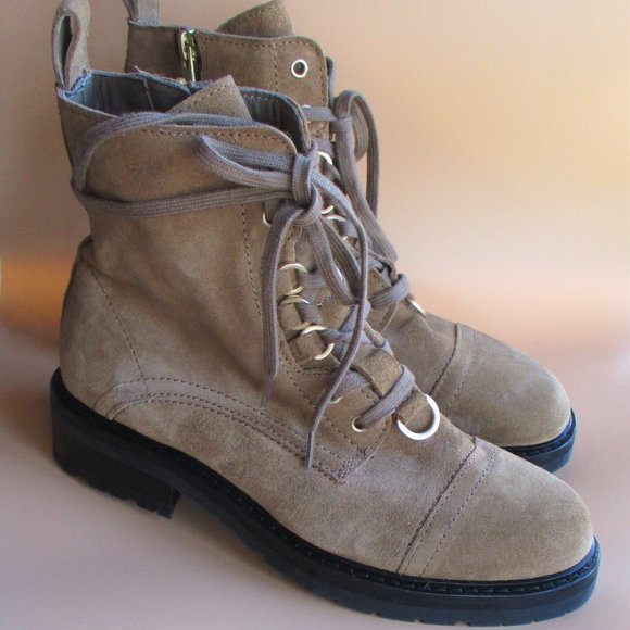 All Saints Lira Combat Boots Women's-Sand/Brown Suede-Size 37/6.5 - Picture 6 of 7